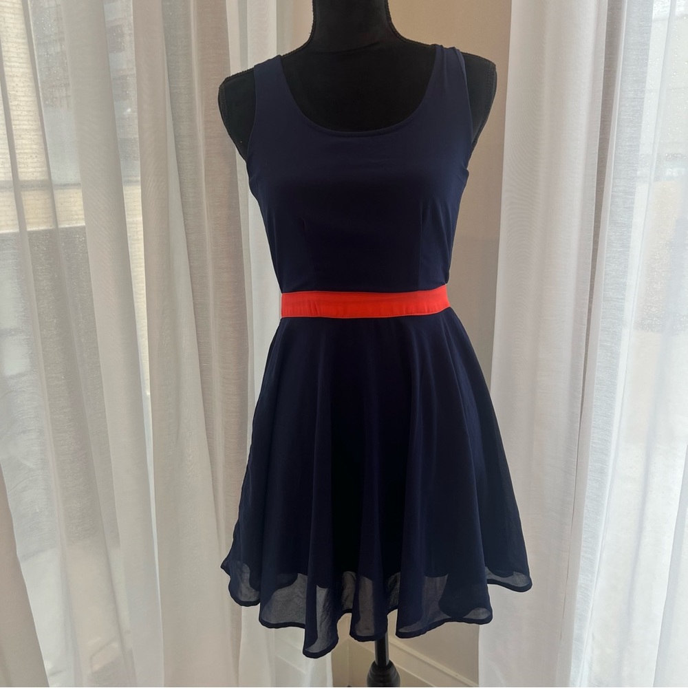 Navy Blue Mini Skater Dress